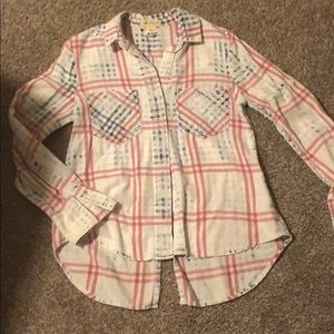 Anthropologie red, white and blue button up